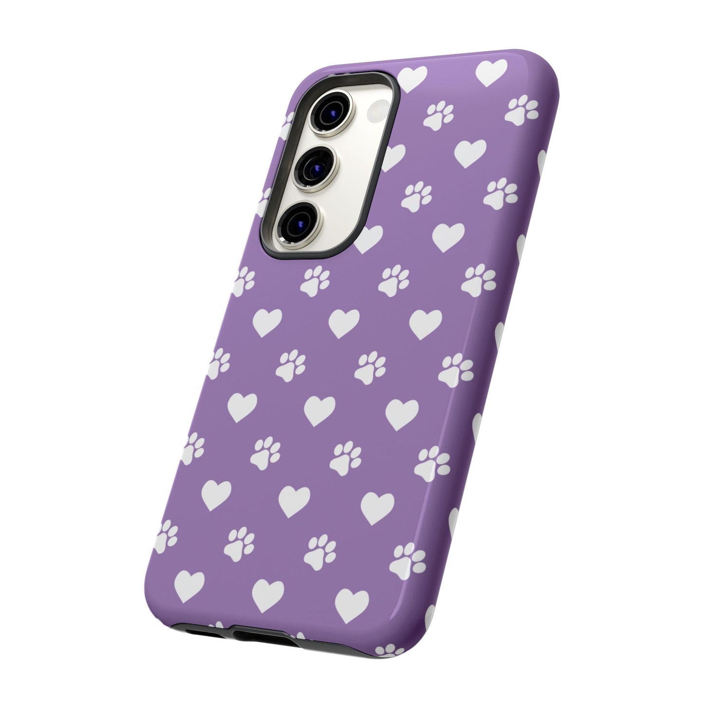 Lavender Paw Prints & Hearts Design - Adorable Pet Lover Samsung Galaxy Case - BOGO Cases