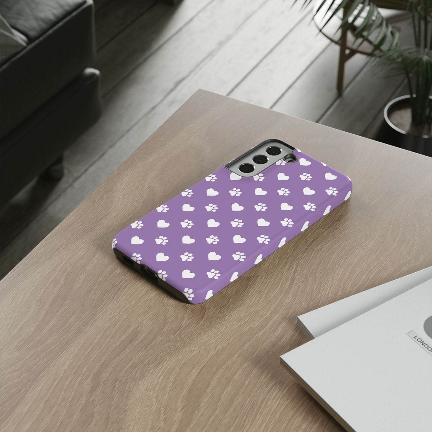 Lavender Paw Prints & Hearts Design - Adorable Pet Lover Samsung Galaxy Case - BOGO Cases