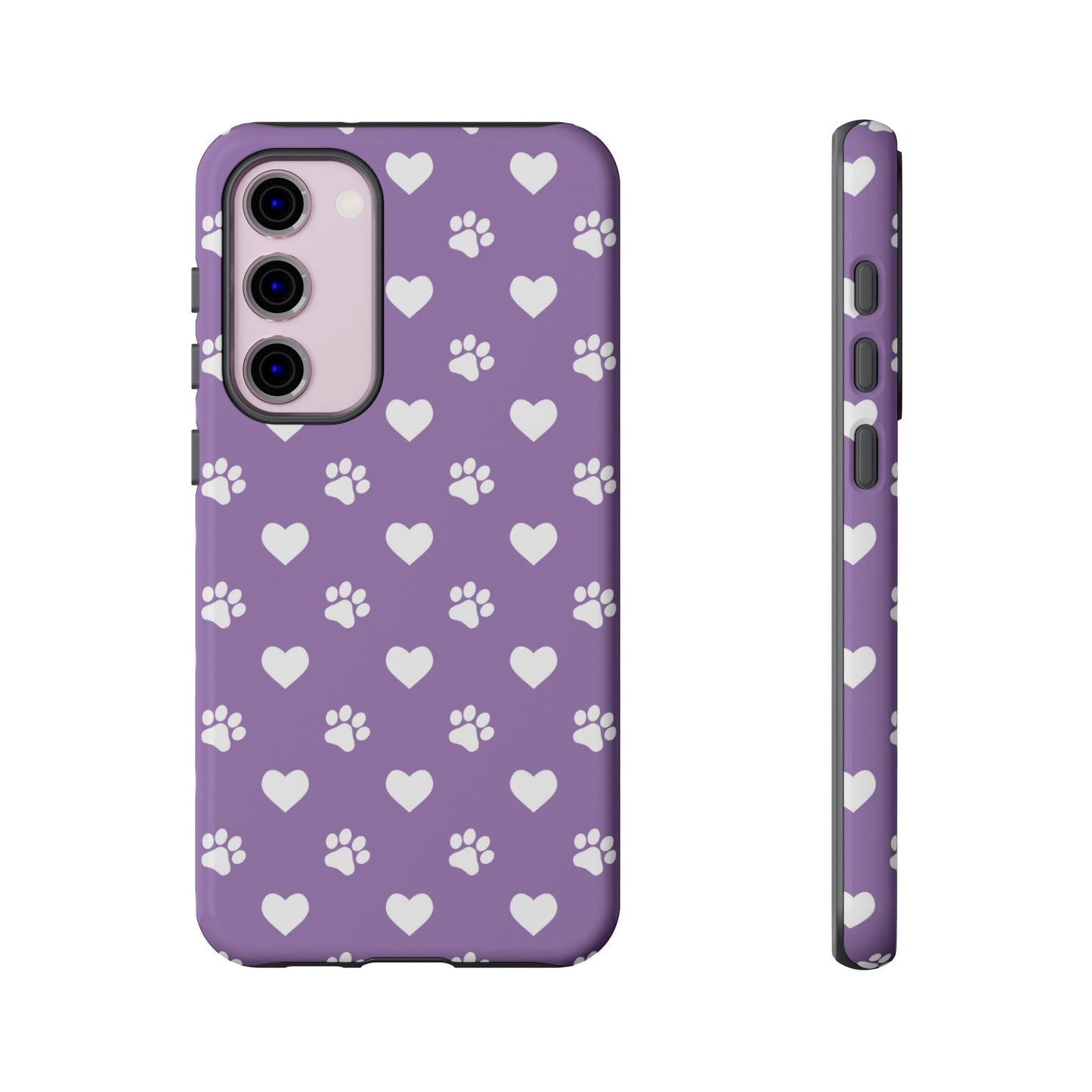 Lavender Paw Prints & Hearts Design - Adorable Pet Lover Samsung Galaxy Case - BOGO Cases