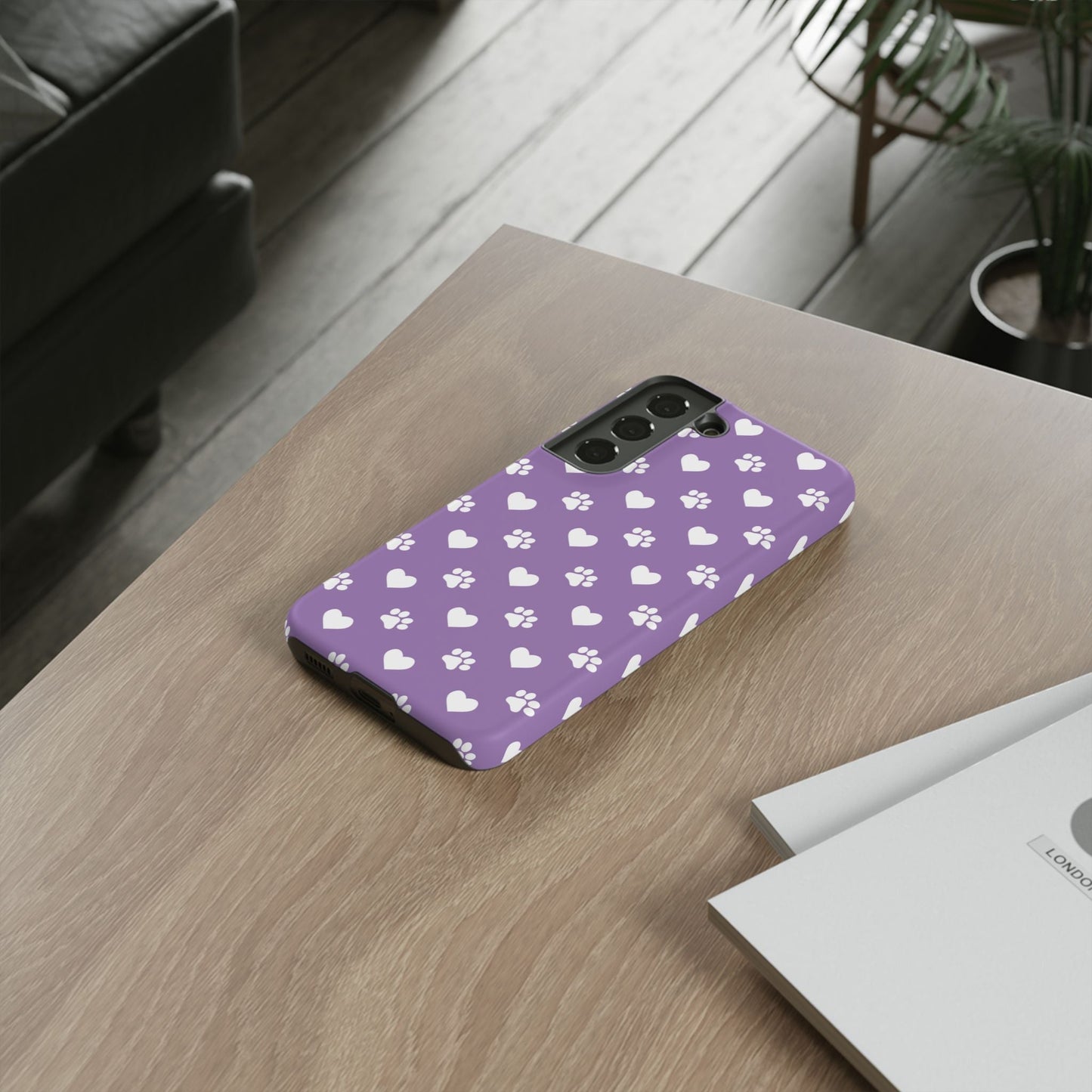Lavender Paw Prints & Hearts Design - Adorable Pet Lover Samsung Galaxy Case - BOGO Cases