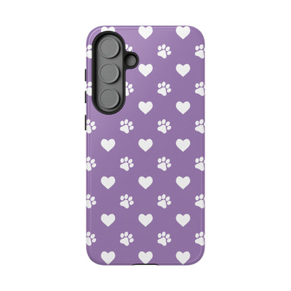 Lavender Paw Prints & Hearts Design - Adorable Pet Lover Samsung Galaxy Case - BOGO Cases