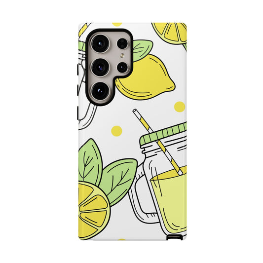 Lemonade Love Tough Samsung Galaxy Case – Fun Lemon Mason Jar Design, Dual - Layer Protection - BOGO Cases