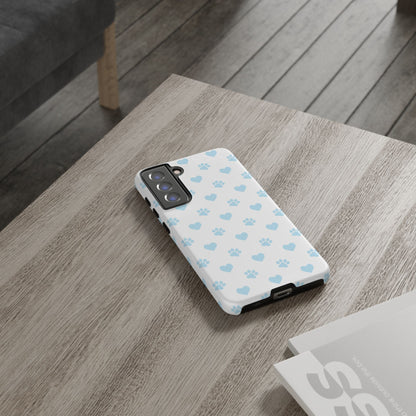 Light Blue Paw Prints & Hearts – Samsung Galaxy Case for Animal Lovers - BOGO Cases