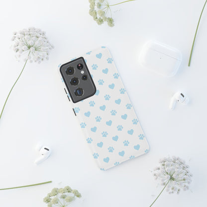 Light Blue Paw Prints & Hearts – Samsung Galaxy Case for Animal Lovers - BOGO Cases