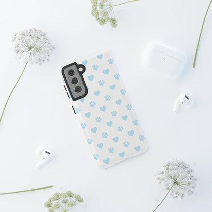 Light Blue Paw Prints & Hearts – Samsung Galaxy Case for Animal Lovers - BOGO Cases
