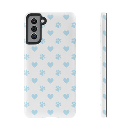 Light Blue Paw Prints & Hearts – Samsung Galaxy Case for Animal Lovers - BOGO Cases