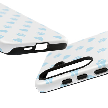 Light Blue Paw Prints & Hearts – Samsung Galaxy Case for Animal Lovers - BOGO Cases