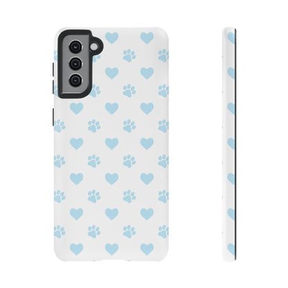Light Blue Paw Prints & Hearts – Samsung Galaxy Case for Animal Lovers - BOGO Cases