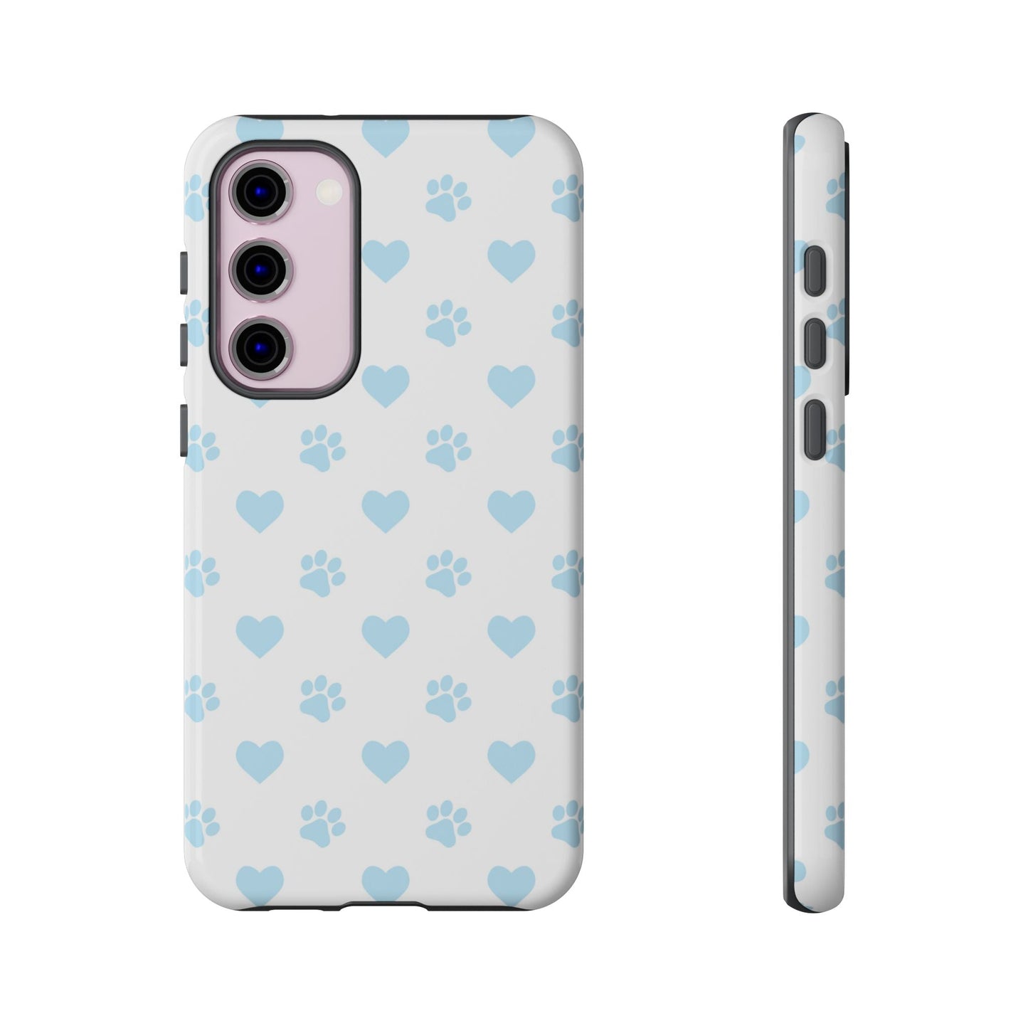 Light Blue Paw Prints & Hearts – Samsung Galaxy Case for Animal Lovers - BOGO Cases