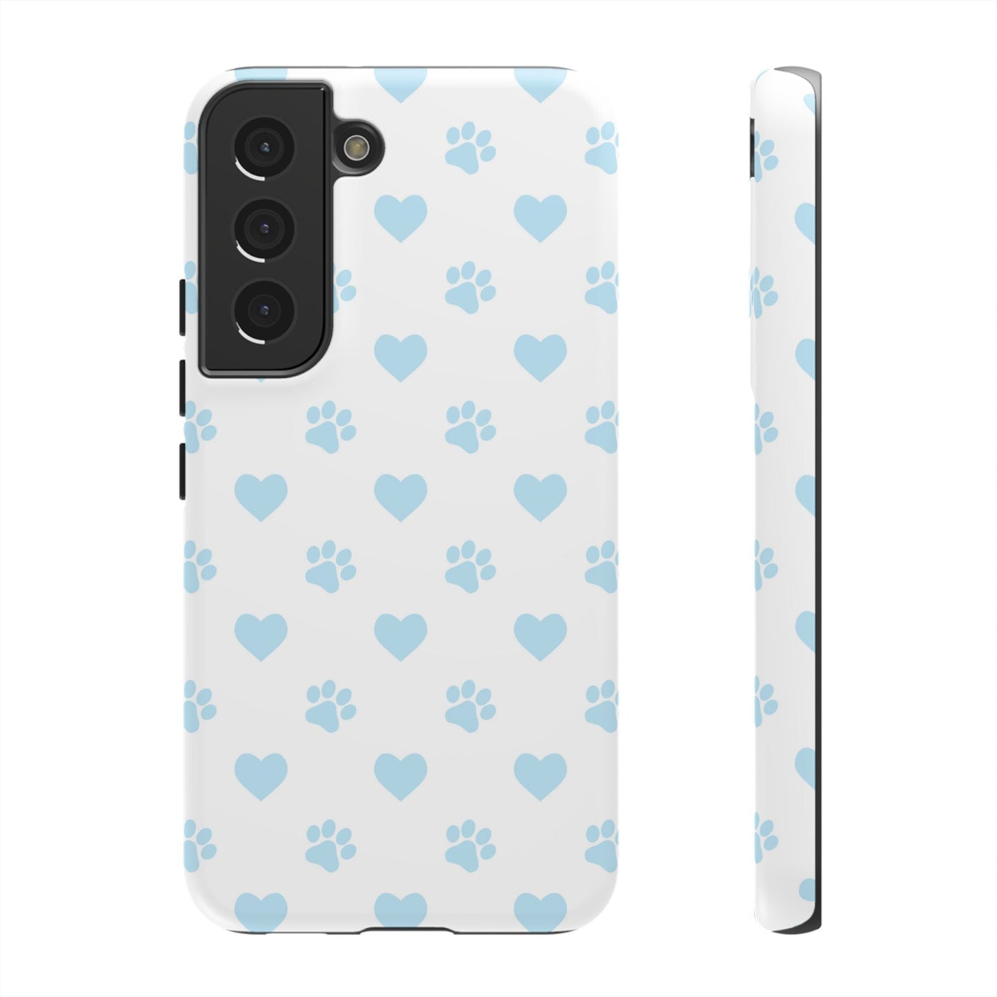Light Blue Paw Prints & Hearts – Samsung Galaxy Case for Animal Lovers - BOGO Cases