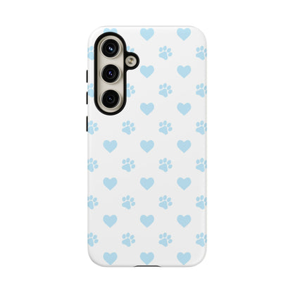Light Blue Paw Prints & Hearts – Samsung Galaxy Case for Animal Lovers - BOGO Cases