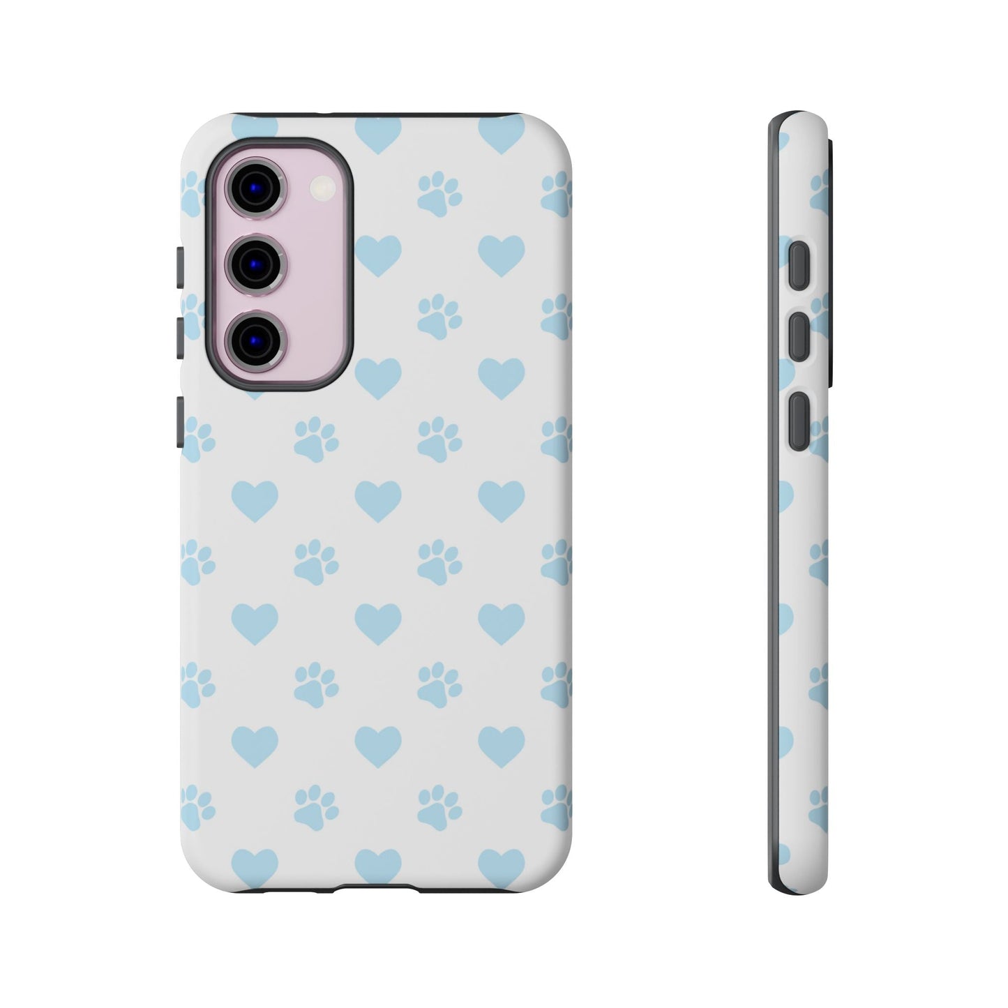 Light Blue Paw Prints & Hearts – Samsung Galaxy Case for Animal Lovers - BOGO Cases
