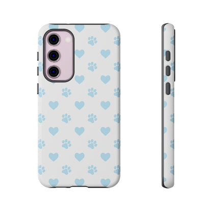 Light Blue Paw Prints & Hearts – Samsung Galaxy Case for Animal Lovers - BOGO Cases