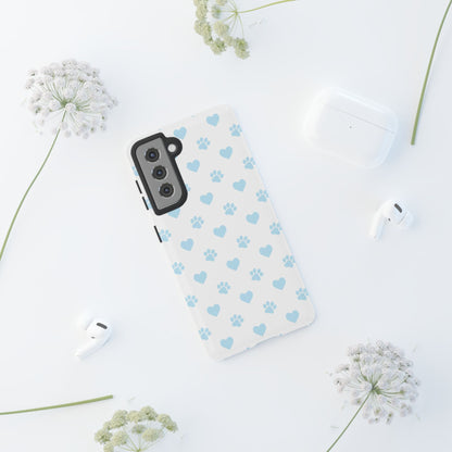 Light Blue Paw Prints & Hearts – Samsung Galaxy Case for Animal Lovers - BOGO Cases