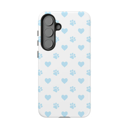Light Blue Paw Prints & Hearts – Samsung Galaxy Case for Animal Lovers - BOGO Cases