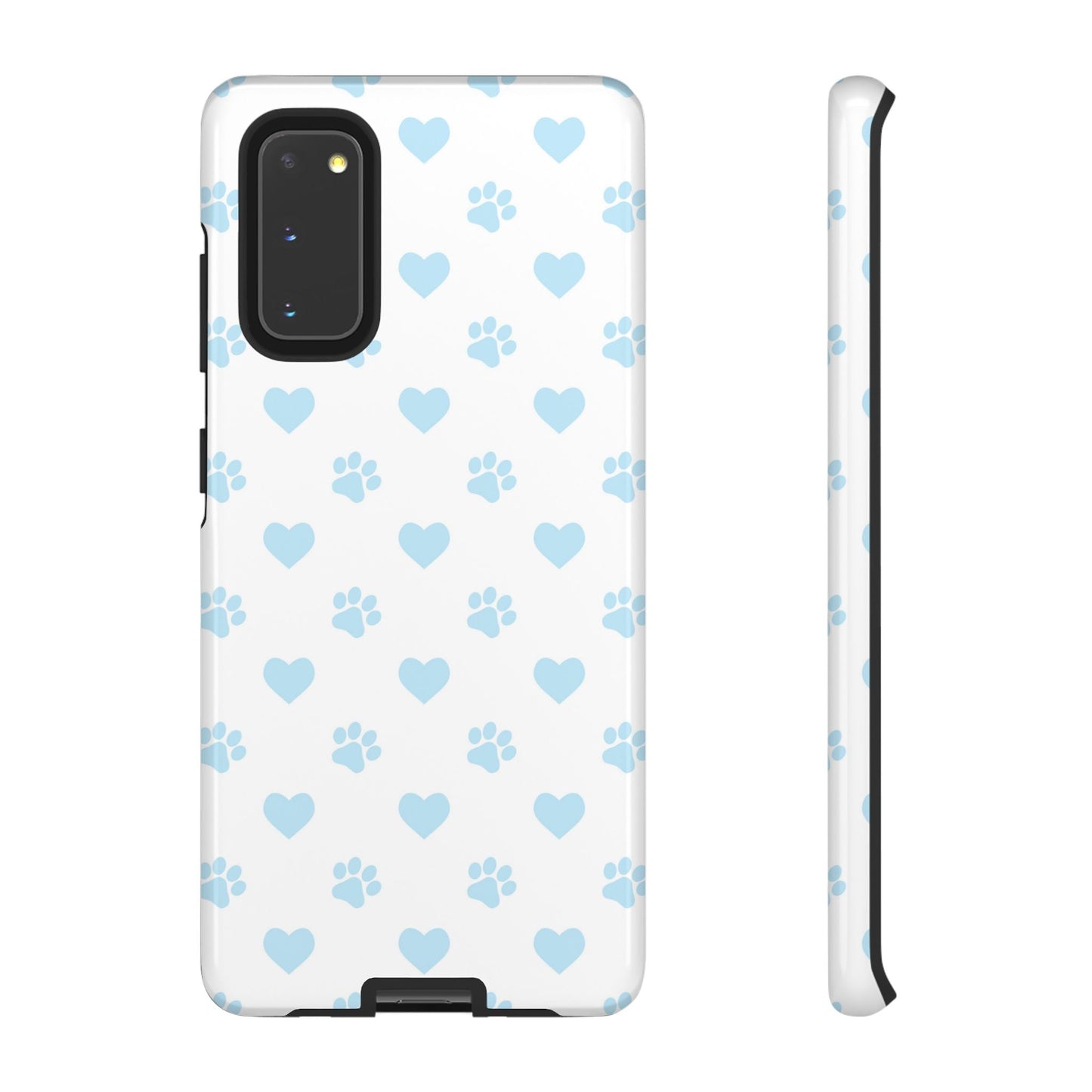 Light Blue Paw Prints & Hearts – Samsung Galaxy Case for Animal Lovers - BOGO Cases