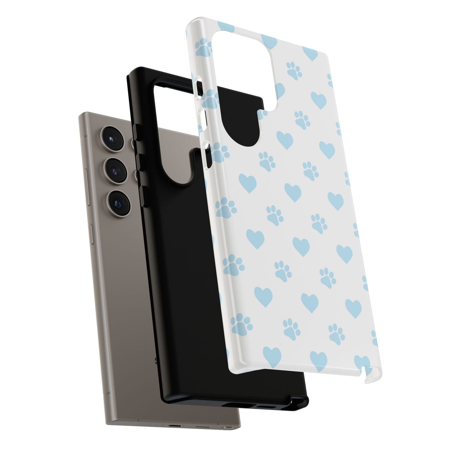 Light Blue Paw Prints & Hearts – Samsung Galaxy Case for Animal Lovers - BOGO Cases