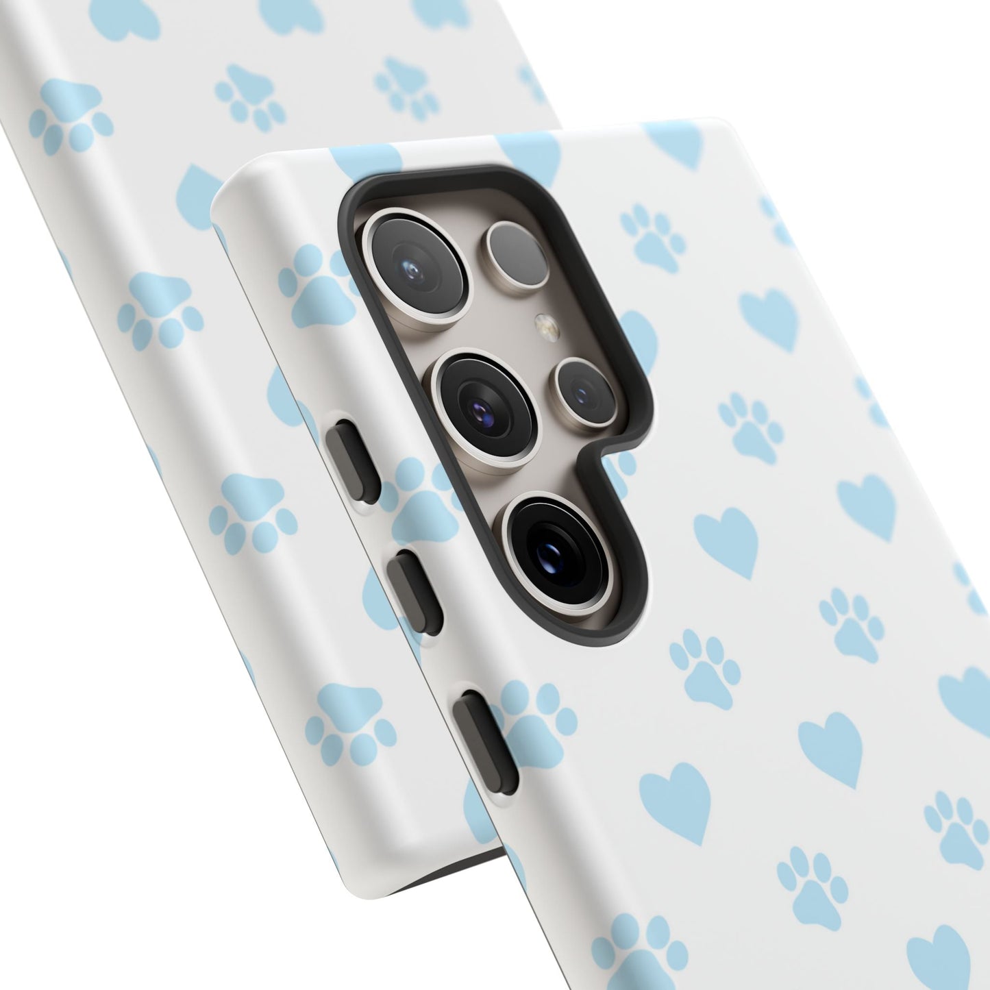 Light Blue Paw Prints & Hearts – Samsung Galaxy Case for Animal Lovers - BOGO Cases