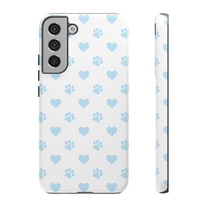 Light Blue Paw Prints & Hearts – Samsung Galaxy Case for Animal Lovers - BOGO Cases