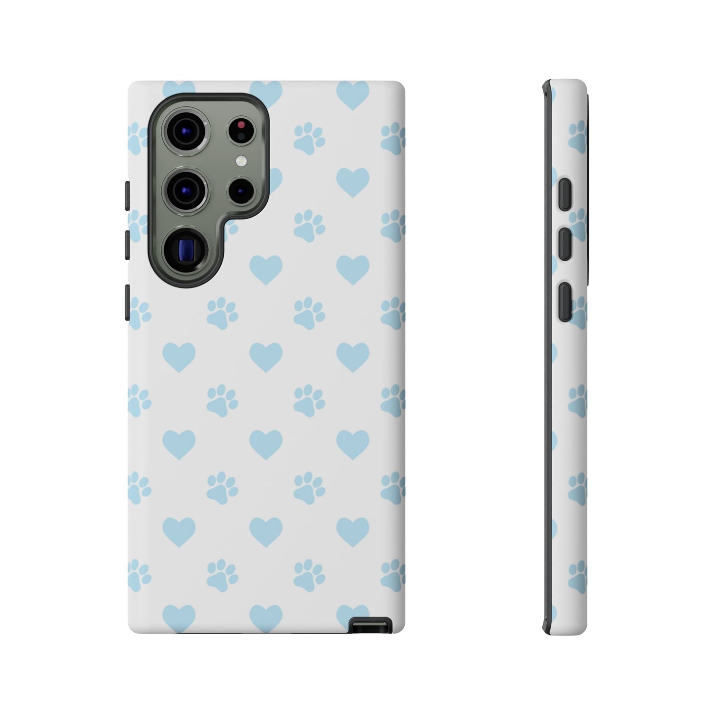 Light Blue Paw Prints & Hearts – Samsung Galaxy Case for Animal Lovers - BOGO Cases