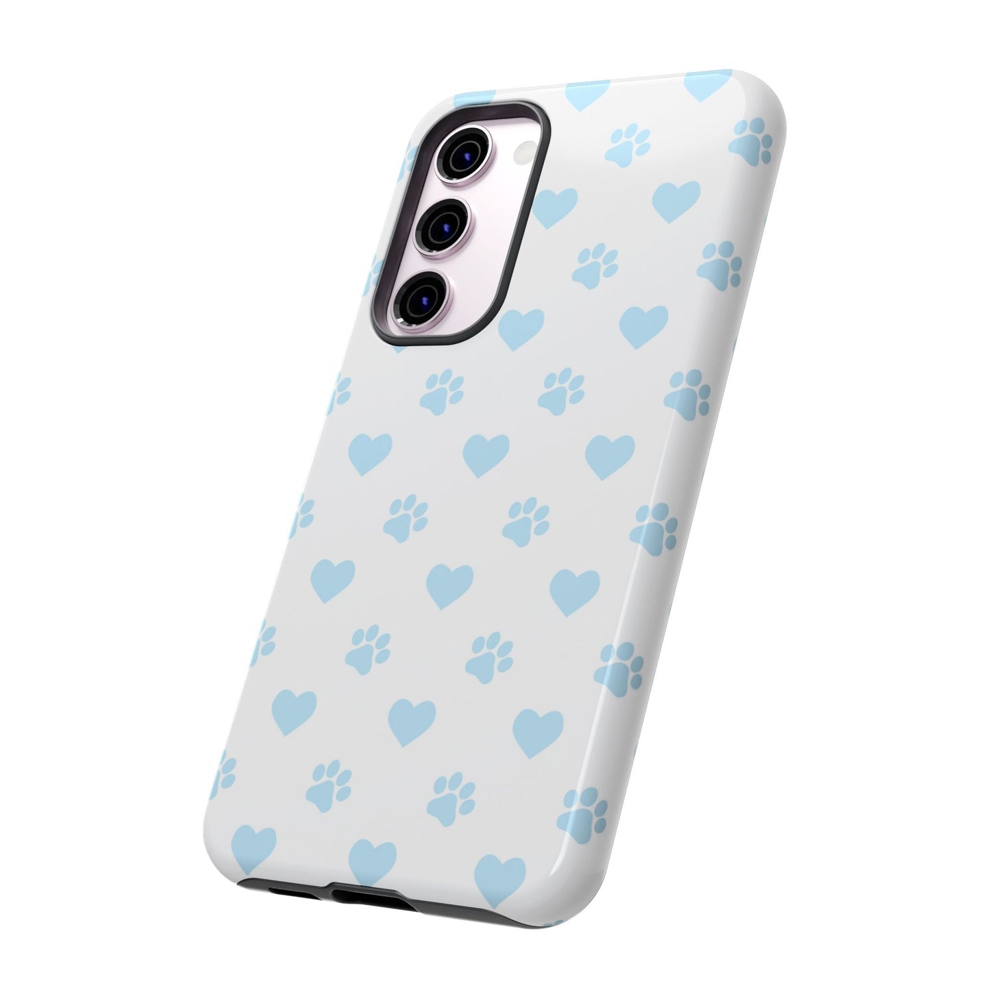 Light Blue Paw Prints & Hearts – Samsung Galaxy Case for Animal Lovers - BOGO Cases