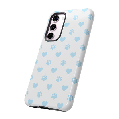 Light Blue Paw Prints & Hearts – Samsung Galaxy Case for Animal Lovers - BOGO Cases