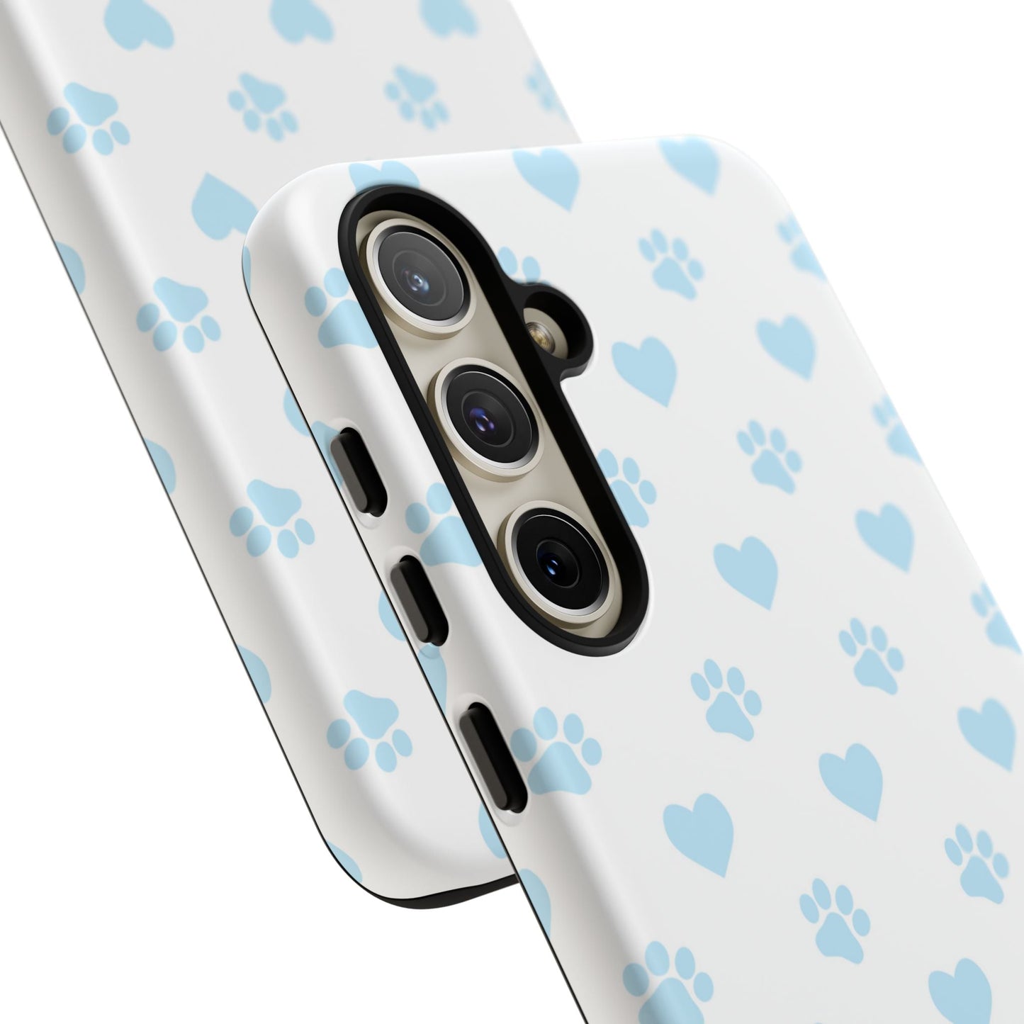 Light Blue Paw Prints & Hearts – Samsung Galaxy Case for Animal Lovers - BOGO Cases