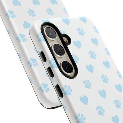 Light Blue Paw Prints & Hearts – Samsung Galaxy Case for Animal Lovers - BOGO Cases