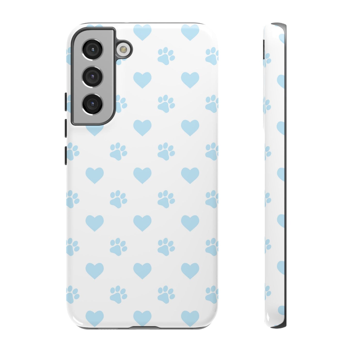 Light Blue Paw Prints & Hearts – Samsung Galaxy Case for Animal Lovers - BOGO Cases