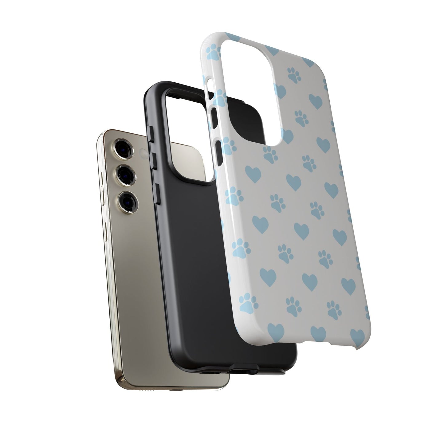 Light Blue Paw Prints & Hearts – Samsung Galaxy Case for Animal Lovers - BOGO Cases
