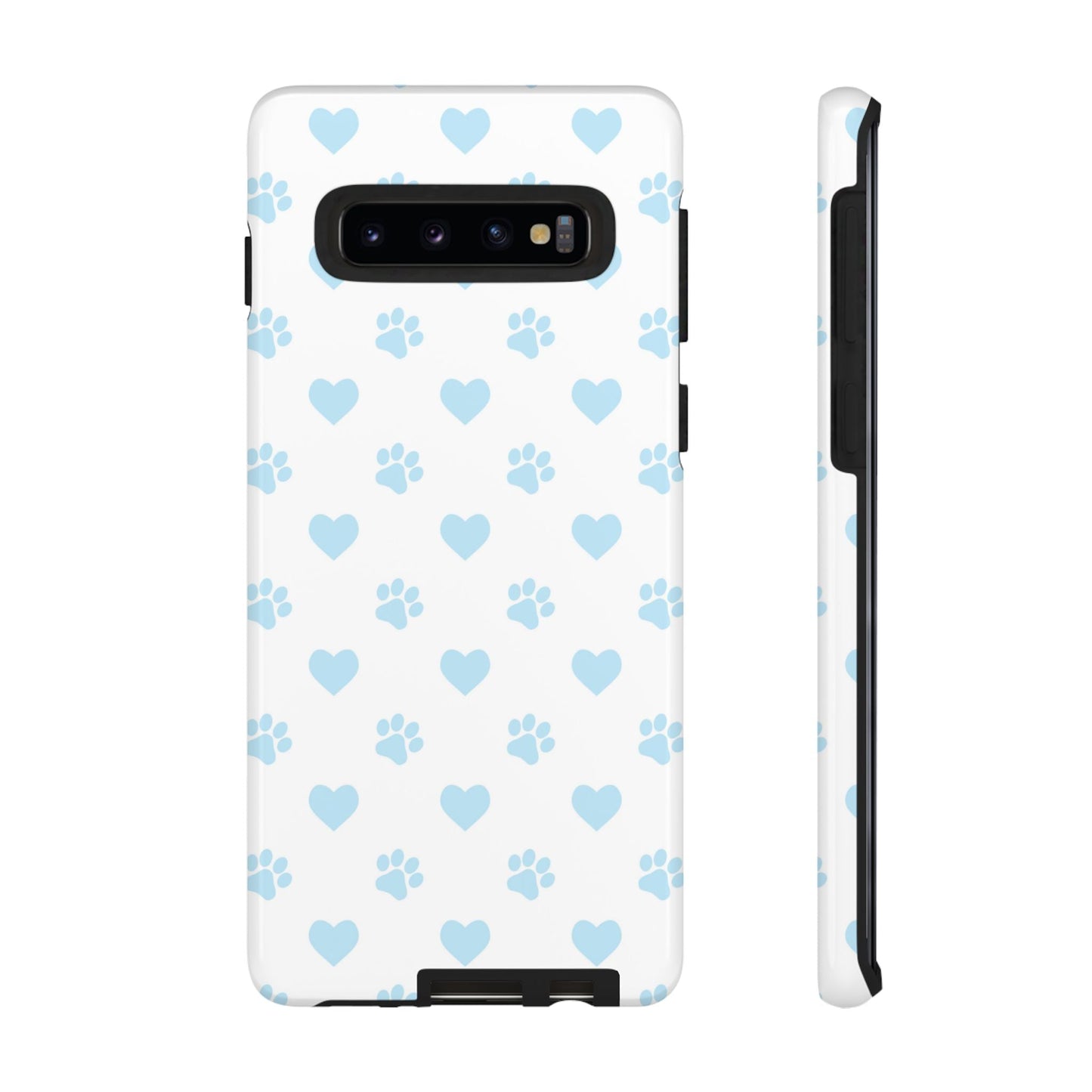 Light Blue Paw Prints & Hearts – Samsung Galaxy Case for Animal Lovers - BOGO Cases