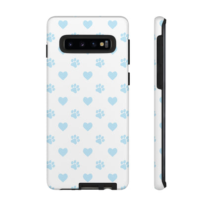 Light Blue Paw Prints & Hearts – Samsung Galaxy Case for Animal Lovers - BOGO Cases