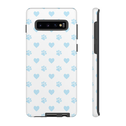 Light Blue Paw Prints & Hearts – Samsung Galaxy Case for Animal Lovers - BOGO Cases