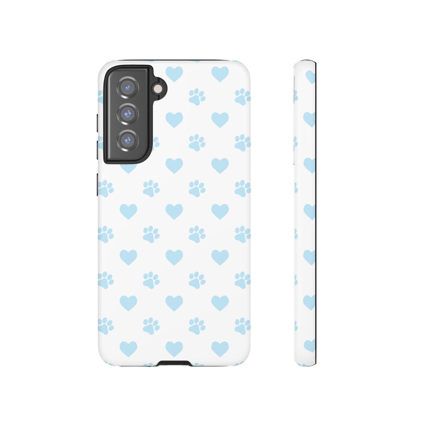 Light Blue Paw Prints & Hearts – Samsung Galaxy Case for Animal Lovers - BOGO Cases
