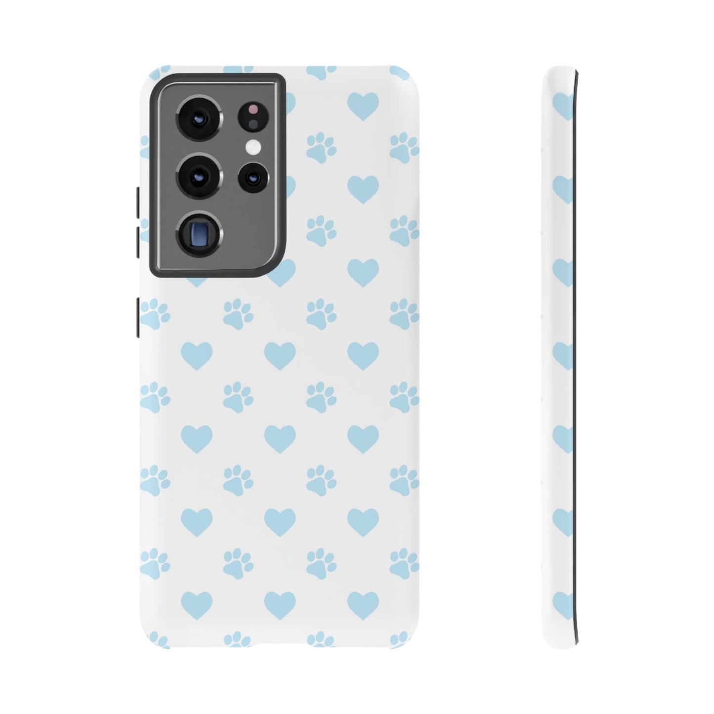 Light Blue Paw Prints & Hearts – Samsung Galaxy Case for Animal Lovers - BOGO Cases