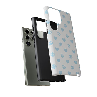 Light Blue Paw Prints & Hearts – Samsung Galaxy Case for Animal Lovers - BOGO Cases