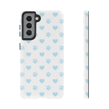 Light Blue Paw Prints & Hearts – Samsung Galaxy Case for Animal Lovers - BOGO Cases