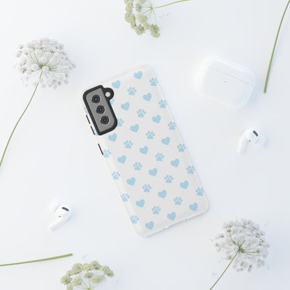 Light Blue Paw Prints & Hearts – Samsung Galaxy Case for Animal Lovers - BOGO Cases