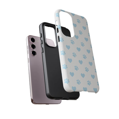 Light Blue Paw Prints & Hearts – Samsung Galaxy Case for Animal Lovers - BOGO Cases