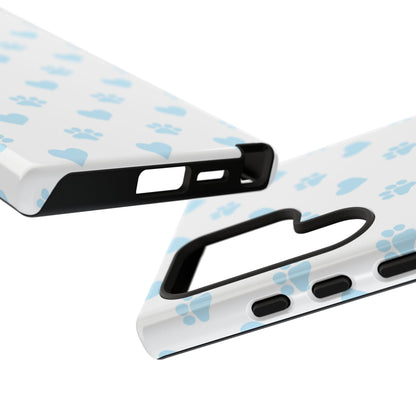 Light Blue Paw Prints & Hearts – Samsung Galaxy Case for Animal Lovers - BOGO Cases