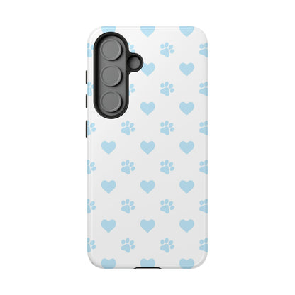 Light Blue Paw Prints & Hearts – Samsung Galaxy Case for Animal Lovers - BOGO Cases