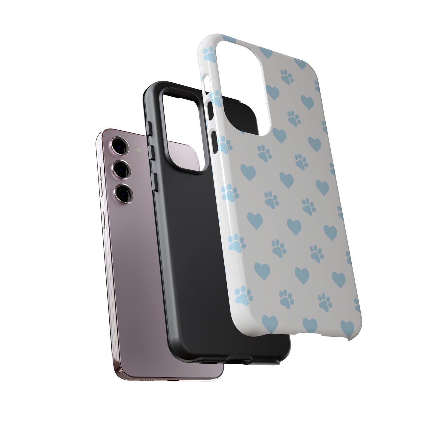 Light Blue Paw Prints & Hearts – Samsung Galaxy Case for Animal Lovers - BOGO Cases