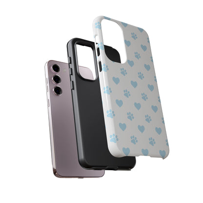 Light Blue Paw Prints & Hearts – Samsung Galaxy Case for Animal Lovers - BOGO Cases