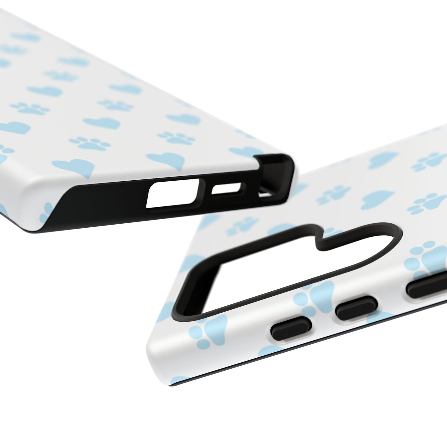 Light Blue Paw Prints & Hearts – Samsung Galaxy Case for Animal Lovers - BOGO Cases