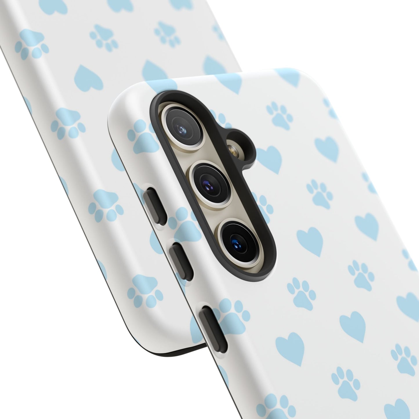 Light Blue Paw Prints & Hearts – Samsung Galaxy Case for Animal Lovers - BOGO Cases