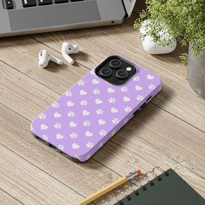 Lilac Paw Prints & Hearts – iPhone Case - BOGO Cases