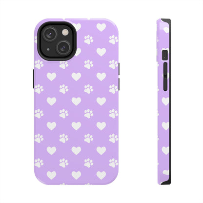 Lilac Paw Prints & Hearts – iPhone Case - BOGO Cases