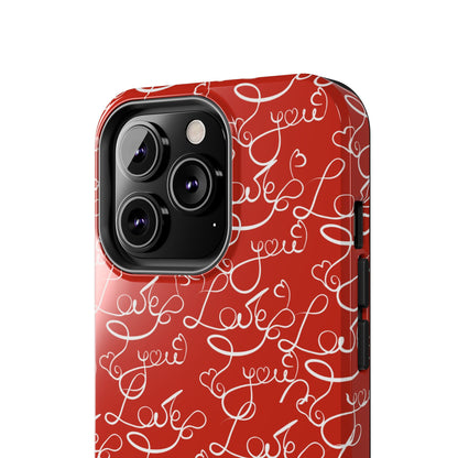 Love Script Red iPhone Case – Romantic Handwritten Design - BOGO Cases