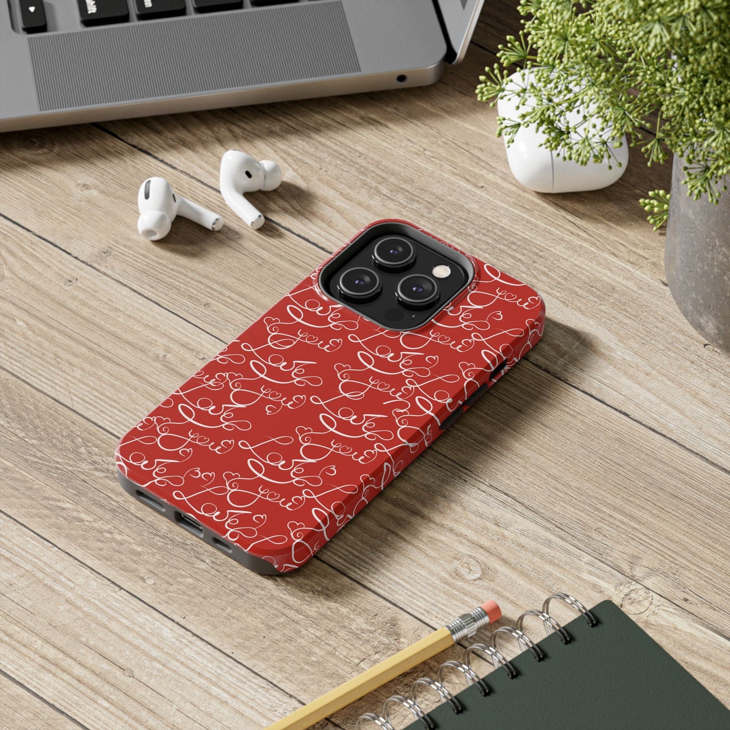 Love Script Red iPhone Case – Romantic Handwritten Design - BOGO Cases