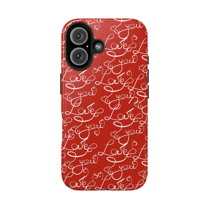 Love Script Red iPhone Case – Romantic Handwritten Design - BOGO Cases